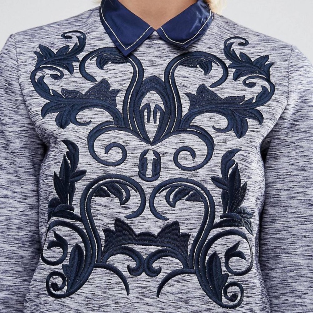 Lost Ink crew neck sweatshirt with embroidery